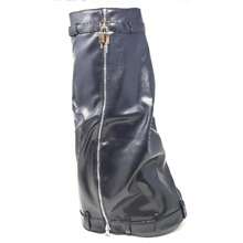 Fold Over Denim Padlock Platform Boots - Black Pu - View 3