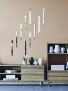 10 piezas de pegatinas de pared de rayas de espejo acrílico, decoración adhesiva extraíble DIY para sala de estar, dormitorio, comedor, baño, alquiler y dormitorio, decoración de pared creativa moderna, pegatinas, decoración de pared, vinilo para decoraciones del hogar, artículos de decoración de primavera para renovar su hogar, pegatinas de decoración de ramas