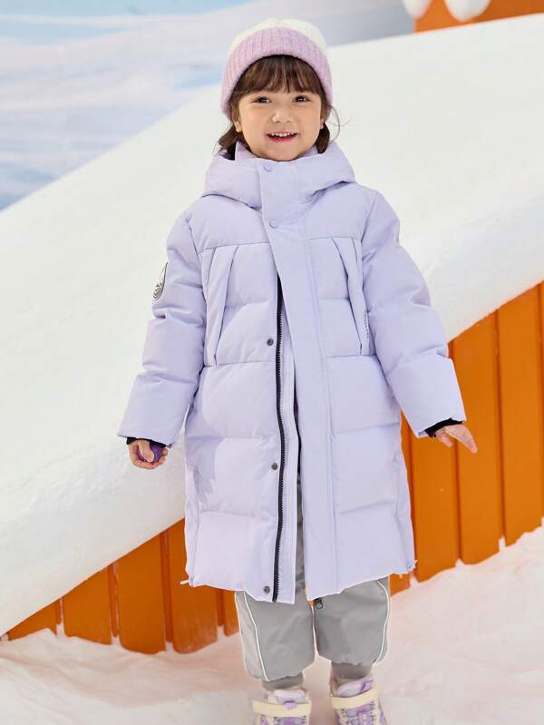 Balabala Unisex lang Daunen Jacke für Tween-Mädchen mit reflektierenden Patch Buchstaben Muster - verdickt für modischen Winterwärme