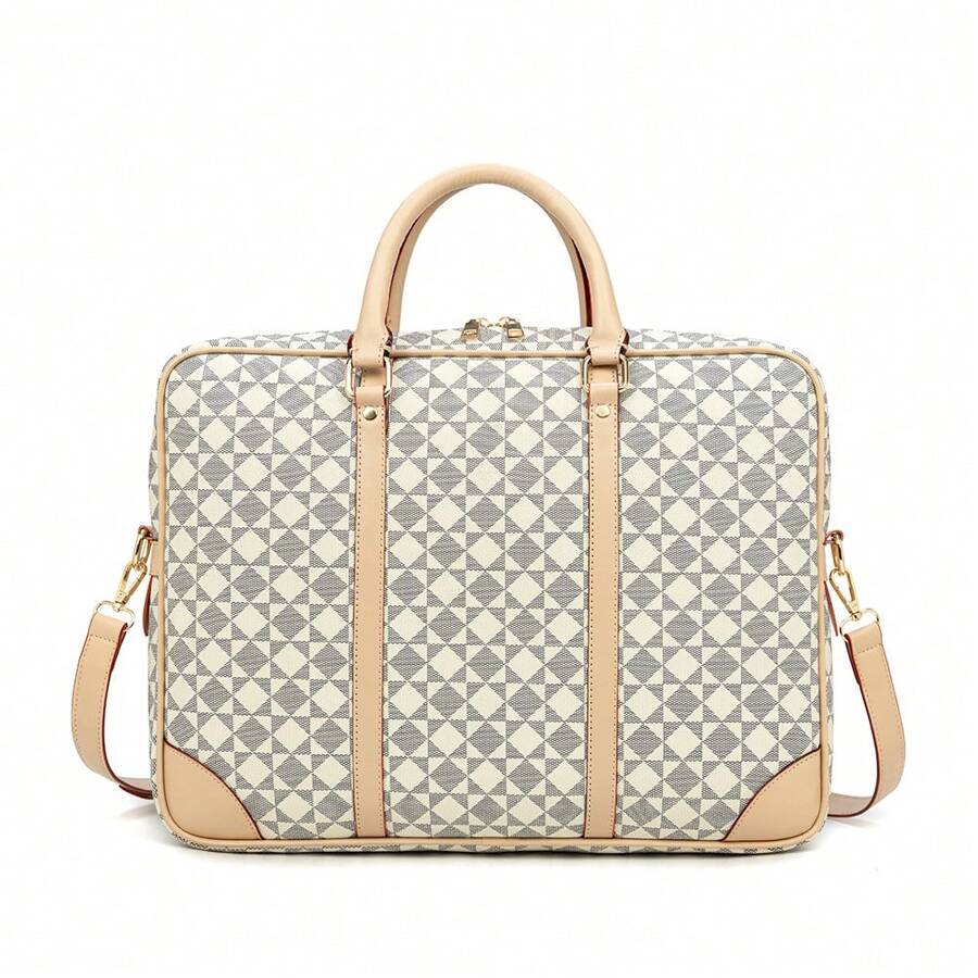 时尚电脑包，大容量商务公文包，手提包，手提袋，旅行和办公电脑斜挎包。PVC 包。笔记本电脑包 笔记本电脑包 笔记本电脑内胆包 电脑包 笔记本电脑保护套 iPad 包 教室 学校 书 教师 学院 - 白色 - 查看 1