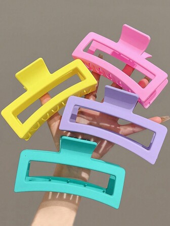 1 件女士时尚超大黑色方形塑料发夹，大发夹发夹，优雅发饰适合浓密头发秋冬发夹爪夹发饰女士度假装女士