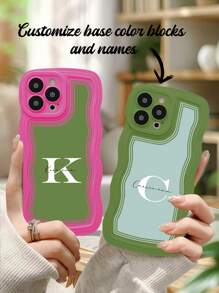 1pc Custom Text/Name Wavy Perforated Phone Case Compatible With IPhone 16, 15, 14, 13, 12, 11 Pro Max