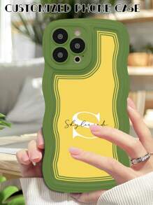1pc Custom Text/Name Wavy Perforated Phone Case Compatible With IPhone 16, 15, 14, 13, 12, 11 Pro Max