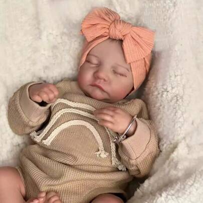 NPK 19inch Reborn Baby Doll Already Painted Finished Sleeping Newborn Baby Size 3D Skin Visible Veins Collectible Art Doll Girl Christmas Gift,Reborn Doll,Baby Doll,Reborn Baby