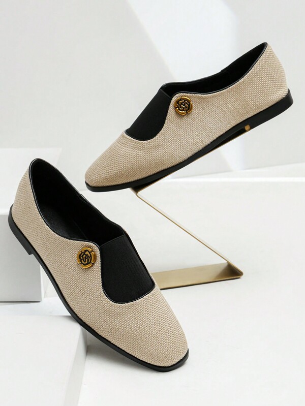 Nouvelles ballerines Mary Jane abricot, chaussures décontractées rétro à bout rond avec boucle métallique, mode 2024