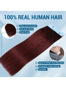 Tape In Hair Extensions Human Hair 20pcs/Pack Remy Straight Invisible Tape Adhensive Hair Extensions Suitable For All People