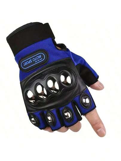 Guantes de Acero de Medio Dedo for Ciclismo Guantes Largos de Dedo Duro for protección de Deportes al Aire Libre Guantes Sin Dedos Para Motocicleta, 1 Unidad, Con Carcasa Dura De Acero Inoxidable Para Hombres, Equipo Para Montar En Bicicleta De Montaña Guantes de motocicleta para exteriores, 2 uds., guantes de ciclismo, guantes negros de medio dedo, guantes para montar en bicicleta, materiales ecológicos