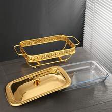 1.5L/2.0L Gold Color Food Warmer With Glass Inner Pot And Lid, Suitable For Gathering - 1.5L - View 4