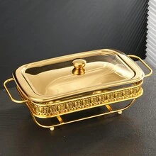 1.5L/2.0L Gold Color Food Warmer With Glass Inner Pot And Lid, Suitable For Gathering - 1.5L - View 2