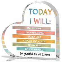 1 件，心理健康意识礼物，学校辅导员礼物，辅导办公室必备装饰品，积极心理学肯定心亚克力标志，辅导治疗办公室学生的积极礼物 - 透明 - 查看 1