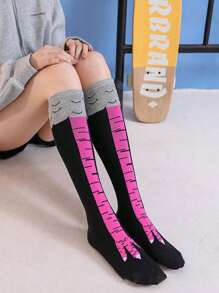 3 pares/1 par de Medias de compresión sobre la rodilla con estampado de pata de pollo, divertidas, para niñas y adolescentes, cálidas, aptas para disfraces de vacaciones, Navidad, Halloween, gran regalo para niñas, niños, mamás, papás, ropa de invierno para niñas/niños, regalos navideños