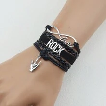 手工制作的摇滚手势腕带，永远爱摇滚音乐，音乐节摇滚明星配饰
