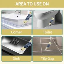 Doeyvose Waterproof & Mold-Resistant Tile Grout - Gel Sealant For Kitchen & Bathroom Edges, Compatible With Marble/Concrete - White - View 5