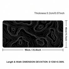 1pc Black Topographic Mouse Pad, White Extended Gaming Mouse Pad, Topographic Desk Mat Laptop Desk Decor Writing Pad For Work, Game, Office, Home - Topographic Contour