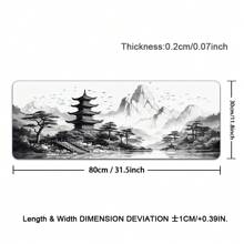 1 Peça Mousepad de Arte Preto e Branco Estilo Chinês Pintura a Tinta Grande Mousepad Gamer Tapete de Teclado Tapetes de Mouse XXL Tapete de Mesa de Borracha Design