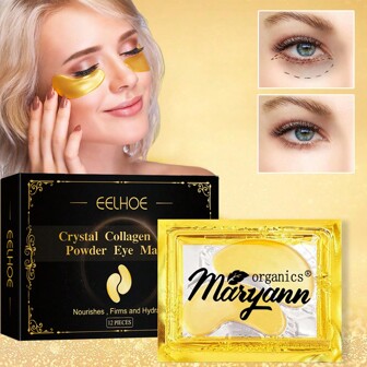 12 قطعة من أقنعة العين الذهبية بالكولاجين لإصلاح الدوائر الداكنة تحت العين وأكياس العين وشد وتنشيط منطقة العين
