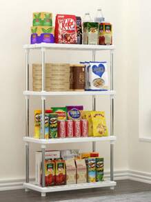 4 niveles, estante de almacenamiento moderno y minimalista independiente para aperitivos para dormitorio, cocina, accesorios de sala de estar, organización y almacenamiento de Home, almacenamiento de baño - Blanco - Ver 1