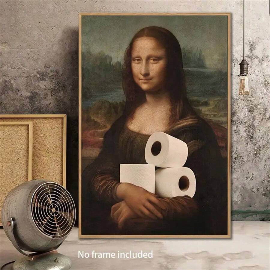 Funny Mona Lisa Toilet Paper Canvas Wall Art Classic Art With A Twist