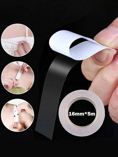 1PC 5m Waterproof Clothing Fabric Double-Sided Secret Body Tape, Chest Safety Transparent Underwear Tape