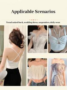 Áo ngực không dây bằng silicon vô hình, miếng dán nâng ngực hở lưng tự dính, miếng lót ngực silicon chống thấm nước, nâng ngực và tăng khe ngực, miếng dán nâng ngực silicon có thể tái sử dụng, phù hợp với váy cưới, váy dạ hội, trang phục hở lưng - Màu be - Xem 7