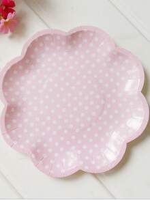 8 Pieces Of Pink Flower Petal Paper Plates For Disposable Parties, Weddings, Birthdays, Party Decorations, Tableware, And Plates - Multicolor - View 8