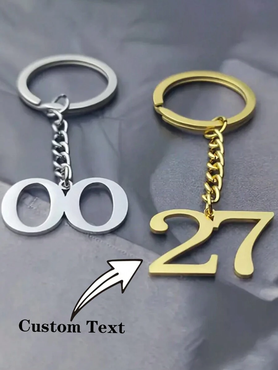 1pc Stainless Steel Lucky Number Personalized Custom Digital Keychain, Suitable For Special Thanksgiving Gifts