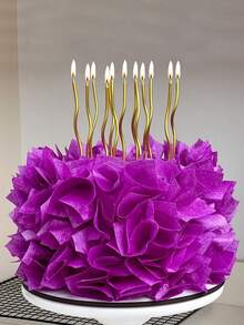 12pcs Gold Curved Birthday Candles For Cake Decor, Anniversary, Birthday Party, Proposal Party - Gold - View 4