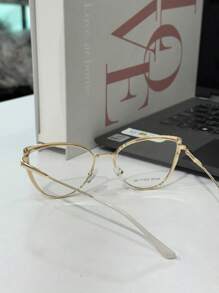 Women's 2-In-1 Metal Clip-On Glasses Frame Kitten CHIC WITH FLANNEL CASE 6526 - trắng - Xem 6