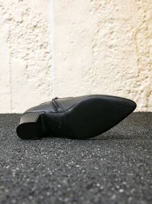 Women's Fashion Chunky Heel Boots, Versatile Zipper Closure Elegant Pointed Toe Sexy Party Ankle Boots, Autumn