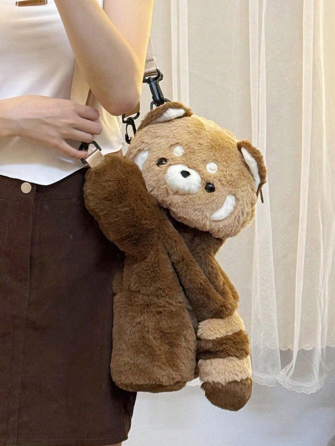 Cute Party Raccoon Plush Backpack Cartoon Doll Single Shoulder