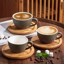 1 Set Vintage Style Ceramic Coffee Cup & Saucer Set, 10.14 Oz - Perfect For Espresso, Cappuccino And Latte Art, Dishwasher Friendly, Back To School - Multicolor - View 3