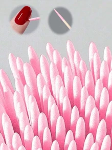 About 100Pcs/Pack Double Headed Nail Polish Wiping Wooden Stick ,Small Tip Double Head Tattooed Eyebrows Beauty Makeup Tools For Wiping,1/2/3/4/5/10/20pack For Packaging Method,Nail Supplies,Nail Tools,Nail Art Tools,Back To School,Nails,Nail Tools For Press On Nails - Pink - View 4