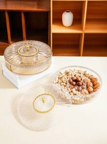 1pc Rhinestone Decor Tray With Lid, Candy & Snack Storage Box, For Halloween, Christmas, Wedding, Birthday, Graduation Party Candy Jar