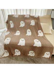 Half Velvet Blanket Ghost Blanket Knitted - 粉色 - 查看 4