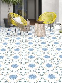 9 件装，即剥即贴摩洛哥简约印花花卉壁纸，适用于家庭装饰，可拆卸，可拆卸自粘防水防滑耐磨，乙烯基薄膜货架纸和抽屉衬垫卷，适用于家庭客厅、厨房、浴室、卧室、办公室、教室、橱柜桌面翻新、家具翻新家居装饰，绿白/蓝白 7.87 英寸 * 7.87 英寸/11.81 英寸 * 11.81 英寸 - 彩色 - 查看 1