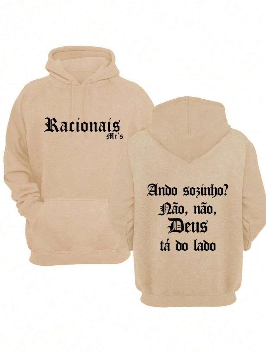 Racionais Mc's I Don't Walk Alone Kangaroo Sweatshirt Unisex Hooded And Pocket Cold Weather Sweatshirt - Màu be - Xem 1