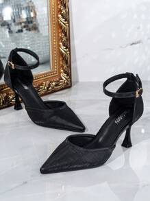 Fashion New Women High Heel Pumps Pointed Toe Hollow Slip-On Black Elegant Lady Essential Shoes
