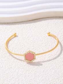 1 chiếc vòng tay bằng nhựa khảm đá hình lục giác cổ điển, quà tặng thời trang cho phụ nữ - Vòng tay kim cương hình lục giác - Xem 15