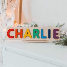 1pc Bảng ghép tên bằng gỗ sồi tùy chỉnh, Quà tặng Phục sinh, Bảng ghép tên, Quà tặng sinh nhật đầu tiên, Bảng ghép tên bằng gỗ được cá nhân hóa, Bảng ghép tên độc đáo, Đồ chơi học tập sớm cho bé trai hoặc bé gái - nhiều màu - Xem 2