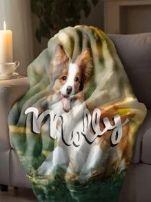 1pc Customizable Photo Blanket, Photo Collage Gifts For Pets, Custom Blankets With Pet Names