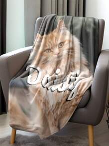 1pc Customizable Photo Blanket, Photo Collage Gifts For Pets, Custom Blankets With Pet Names