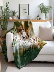 1pc Customizable Photo Blanket, Photo Collage Gifts For Pets, Custom Blankets With Pet Names