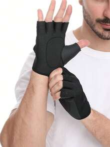 1双，男女通用半指防滑透气骑行手套，举重，健身，运动护掌手套