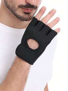 1双，男女通用半指防滑透气骑行手套，举重，健身，运动护掌手套