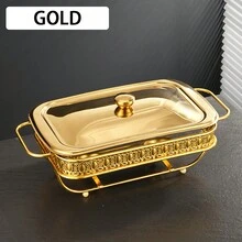 1.5L/2.0L Gold Color Food Warmer With Glass Inner Pot And Lid, Suitable For Gathering - 1.5L - View 6