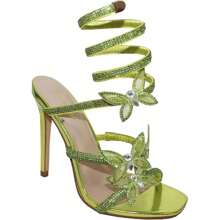 Bonnibel Women Butterfly Rhinestone Strappy High Heels Sandals Patricia-2 - 綠色 - 查看 2