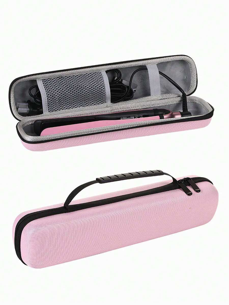 1pc Curling Iron Portable Storage Box Straight Hair Comb Portable Storage Bag, Hard Eva Curling Iron Storage Box Travel Storage Box Portable Bag Pressure-Resistant Shock-Proof Perm Clip Packaging Box Hairdresser Storage Bag, Waterproof Styling Curling Iron Accessories Protective Cover, Hair Straightener Storage Bag Curling Iron Packaging Box Perm Storage Bag Portable Hairdressing Tool Storage Bag Makeup Bag Makeup Bags Makeup Organizer Make Up Organizer Makeup Storage Back To School Supplies Make Up Bag - Pink - View 1