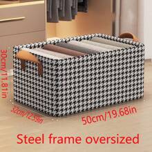 1pc Bedroom Fabric Collapsible Storage Box With Steel Frame, Pants/Clothing Organizer Box For Home