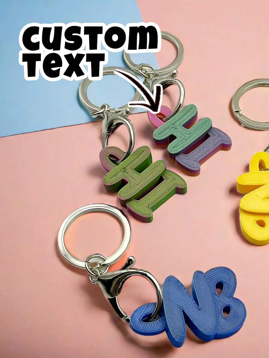 1pc Customized 3D Printed Personalized Plastic Keychain With Custom Name, 3D Name Tag For Backpack, Bag Charm, Alphabet Pendant Keychain, For School Bag, Boys, Girls, Kids Loss Prevention Keychain, Personalized Bag Pendant, Name Owner Keychain, Family Gathering Anti-Lost Accessory, Creative Anti-Lost Decoration, School Office Commute, Spring Summer Winter Autumnback To School Winter Gift Ideas Boy Girl Valentine's Day - Customized Colors - View 1