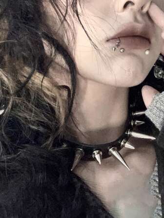 Goth Rivet Necklaces For Women,Dark E Girls Halloween Necklace,Harajuku Choker Collar Fashion Punk PU Leather Multi-Spike Collar Necklace Choker Neck Rings Men's Jewelry